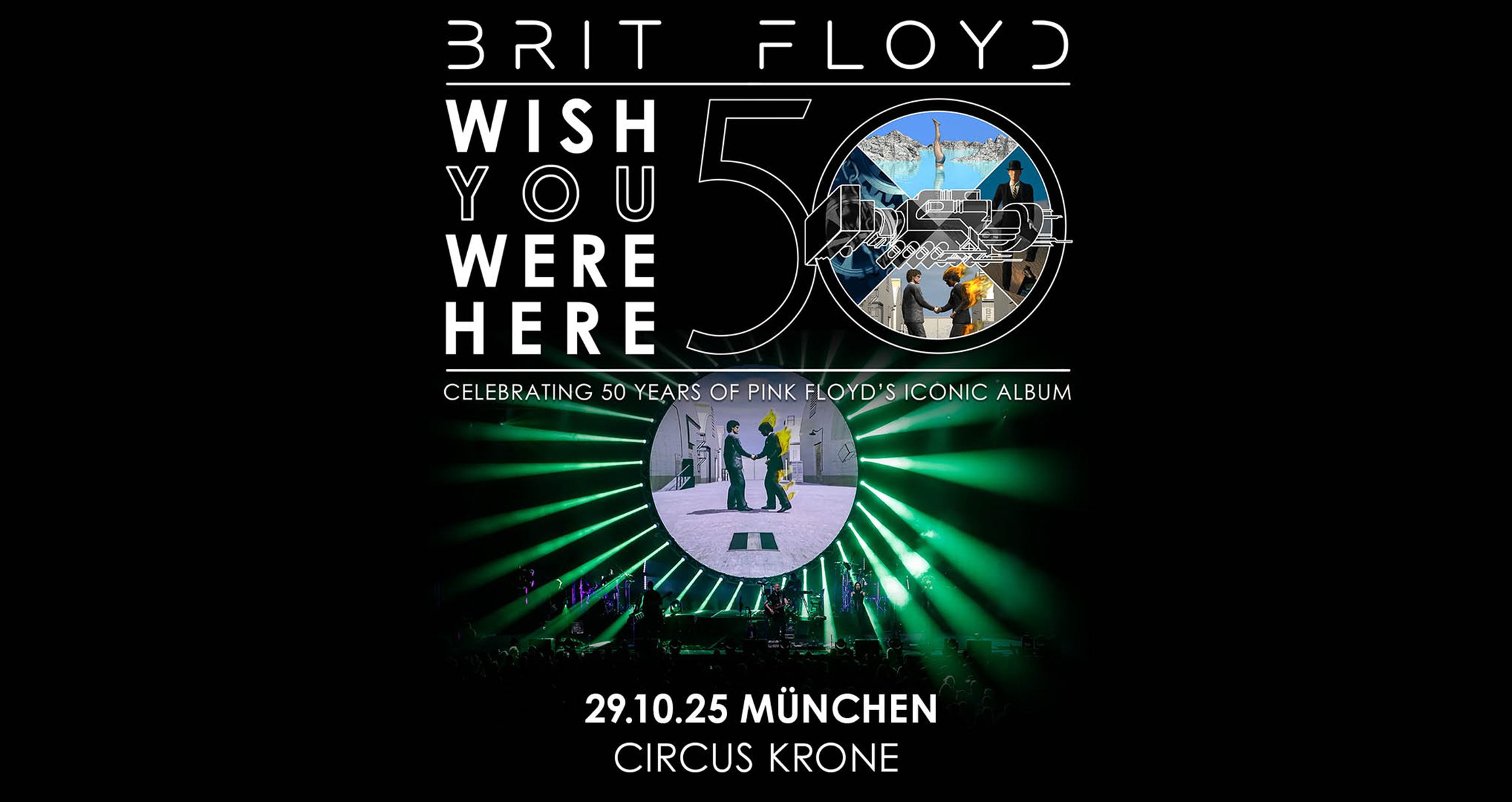 Brit Floyd Plakat, welches auf das Konzert am 29.10.2025 in München hinweißt.