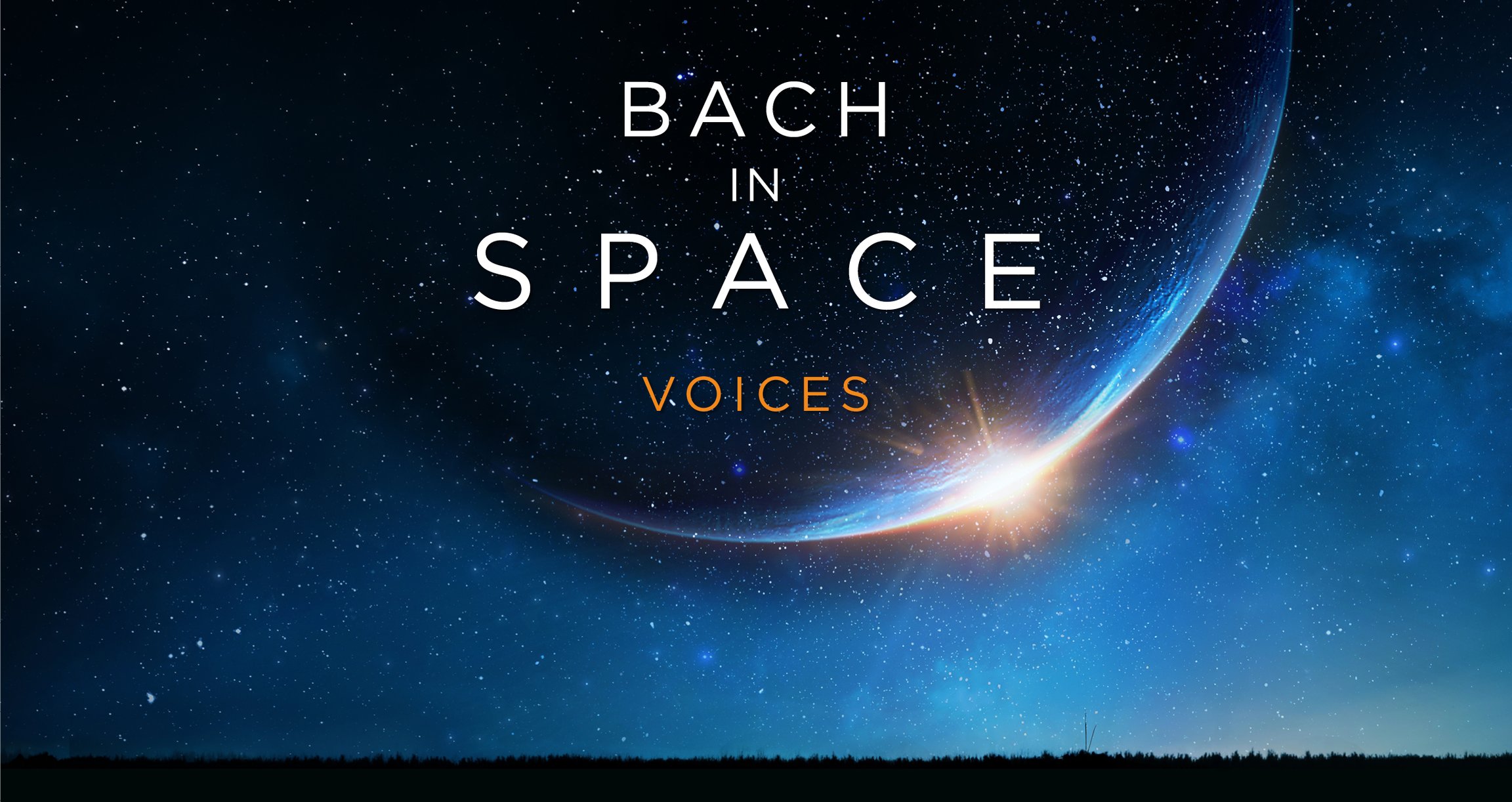 Bach in Space Grafik mit Planeten im All als Hintergrund